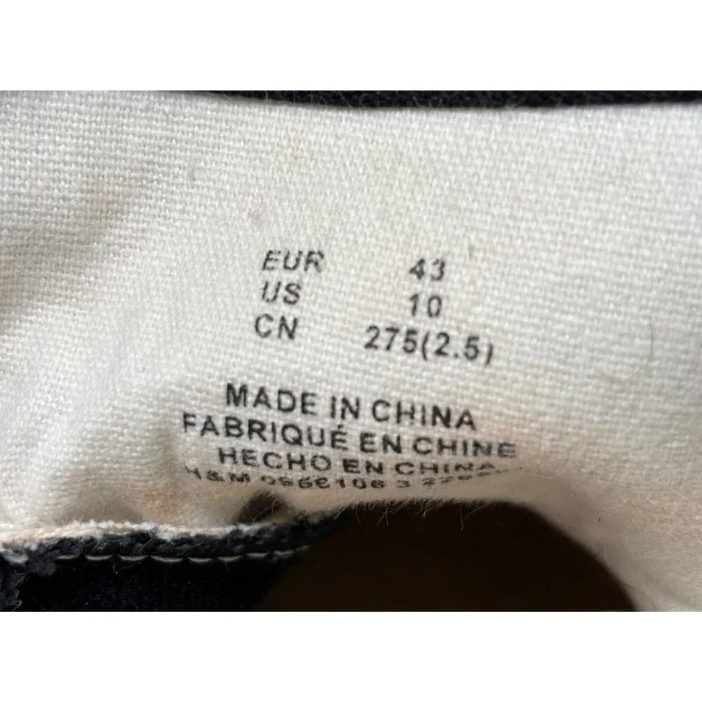 H&M Mens High-Top Canvas Sneakers US 10 EUR 43 Black & White Casual Shoes - Picture 7 of 7